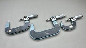 Mitutoyo Set Of 3 Dial Micrometers in sizes 1-2, 2-3, and 3-4"  In Good Working Condition