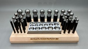 24 Piece Hole Plate & Punch Dapping Set In Top Condition