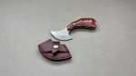 Damascus Crescent Knife With Leather Sheath 2 1/2" Edge Beautiful Handle In Top Condition 